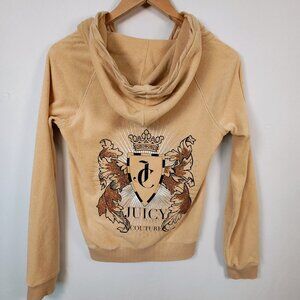 Juicy Couture Women's Terry Cloth Zipper Hoodie Jacket with Rhinestone & Glitter